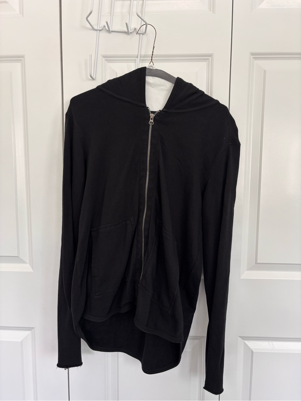 ATM Anthony Thomas Melillo Black Zip Hoodie with Metal Zipper
